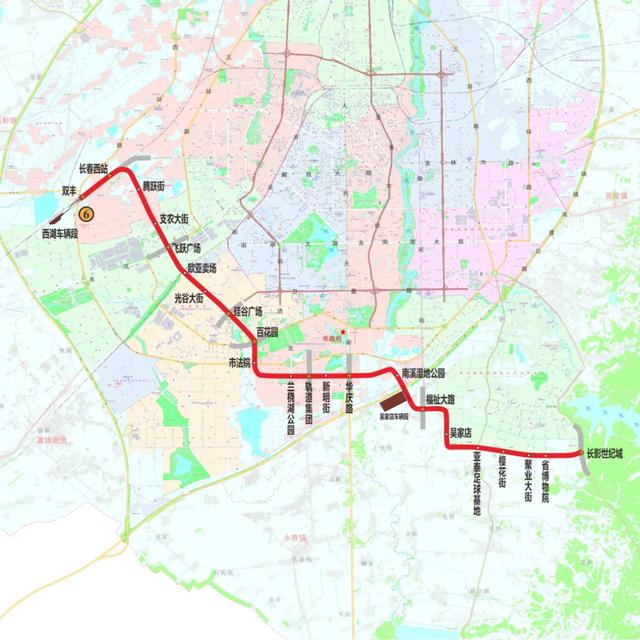 长春地铁6号线线路图、首末车时间、车隔→