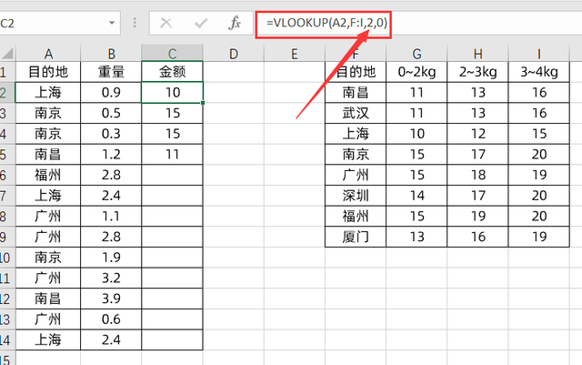 万能的vlookup函数，解决物流运输计费问题